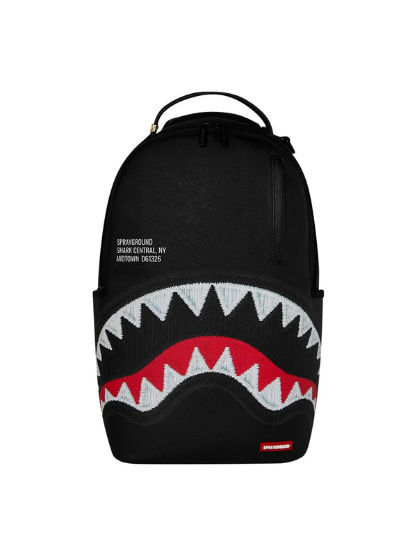 SPRAYGROUND ZAINO SHARK CENTRAL BLACK EMBROIDERED SHARK BACKPACK-SPRAYGROUND-910B9629NSZ BLACK