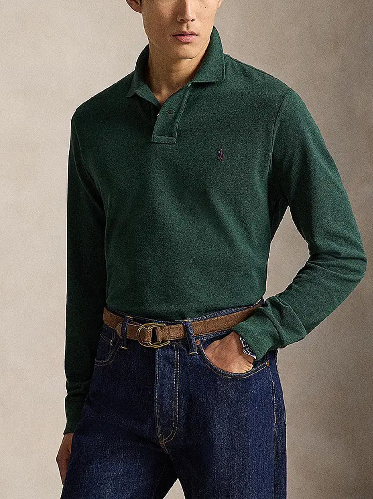 Polo Ralph Lauren Polo Piquet Maniche Lunghe Verdone-2
