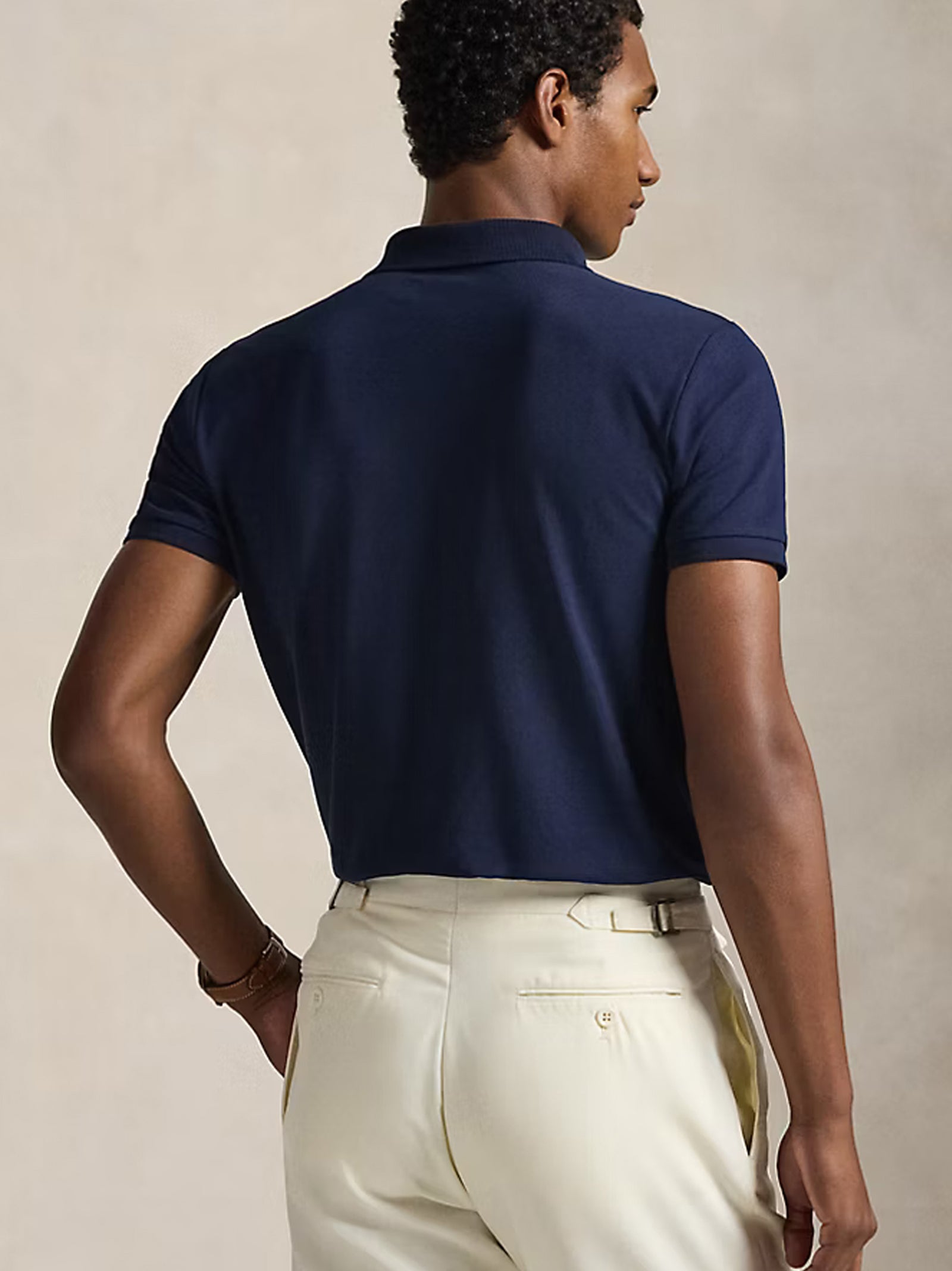 Polo In Piqué Stretch Custom Slim-Fit Blue Navy-3