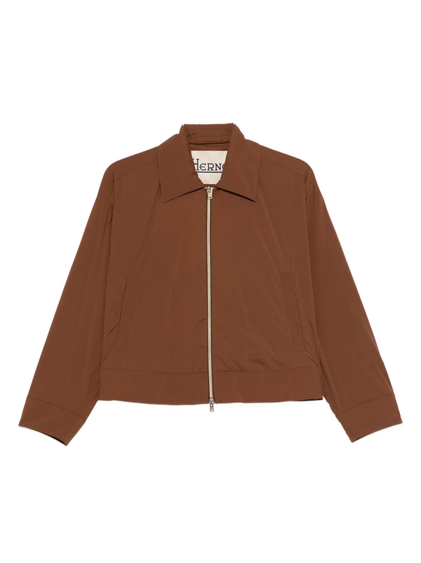 Giacca Shirt Jacket Liscia di HERNO - donna cuoio