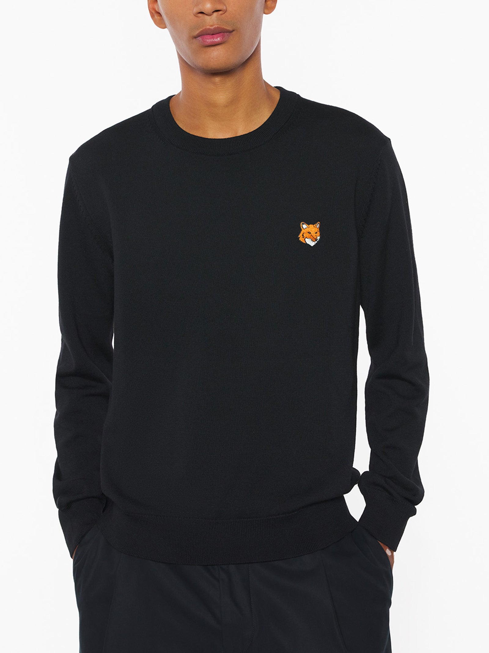 Maison Kitsune Fox Head Merino Regular Jumper Nera-3
