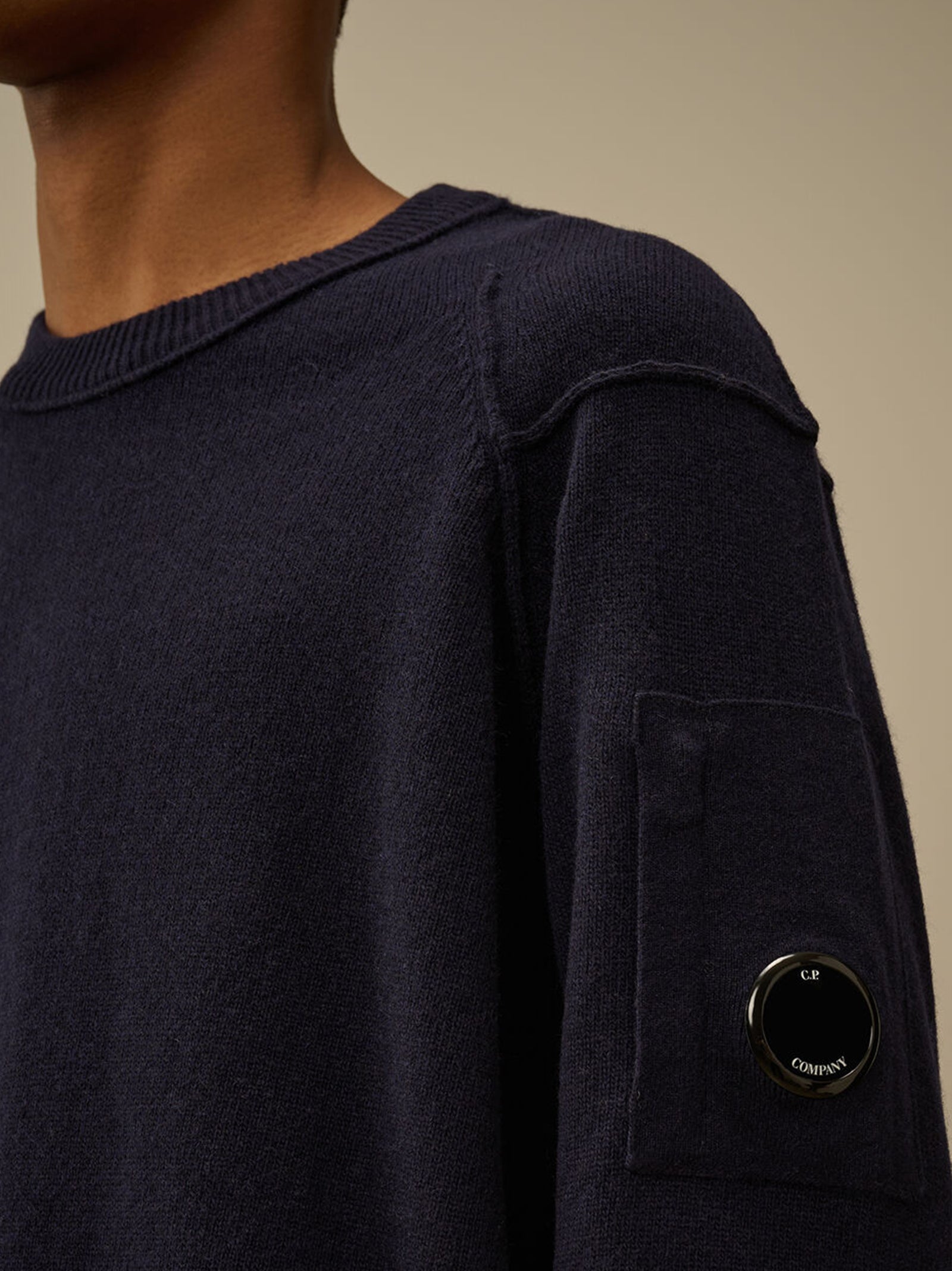 Cp Company Lambswool Grs Crewneck Lens Sweater Total Eclipse-3