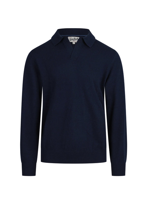 Polo Covent Blu In Misto Lana Merino E Cashmere