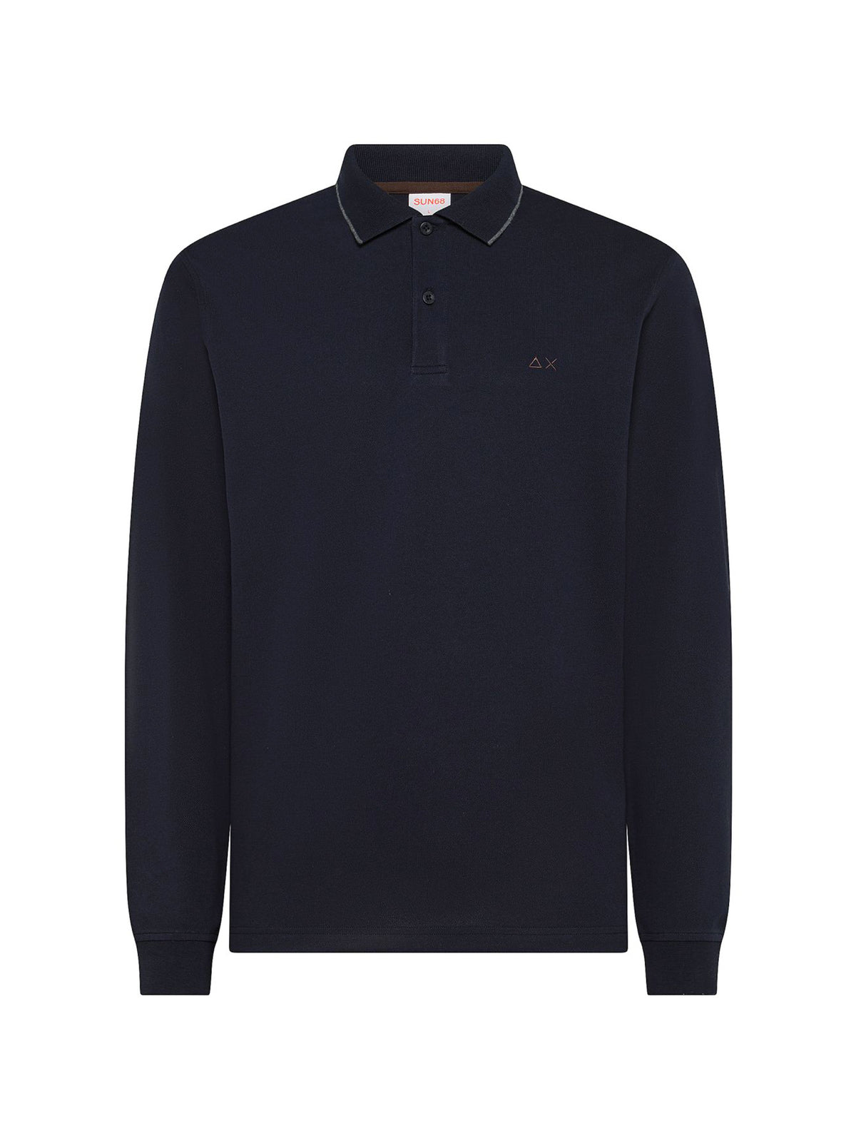 Sun68 Polo maniche lunghe Small Stripes On Collar blu navy-1