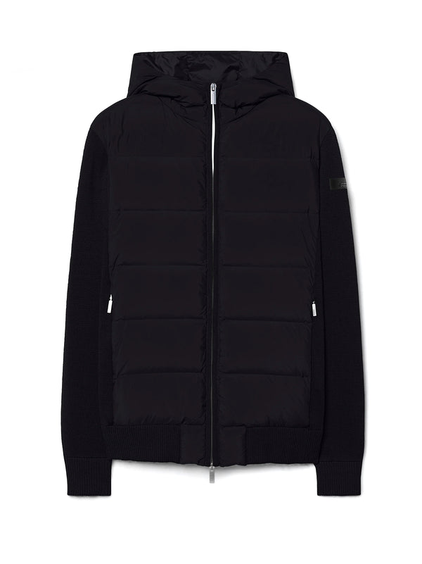 Rrd New Amos Cotton Hybrid Duck Hood Zip Soft Knit Nero