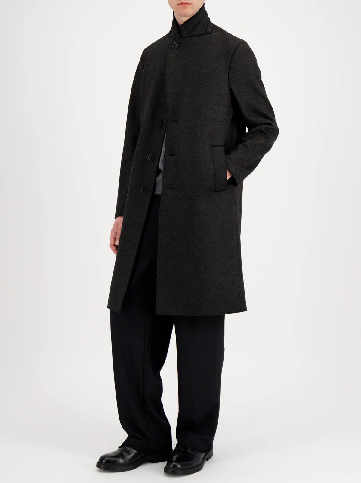 Harris Wharf London Cappotto Moss Herringbone-2