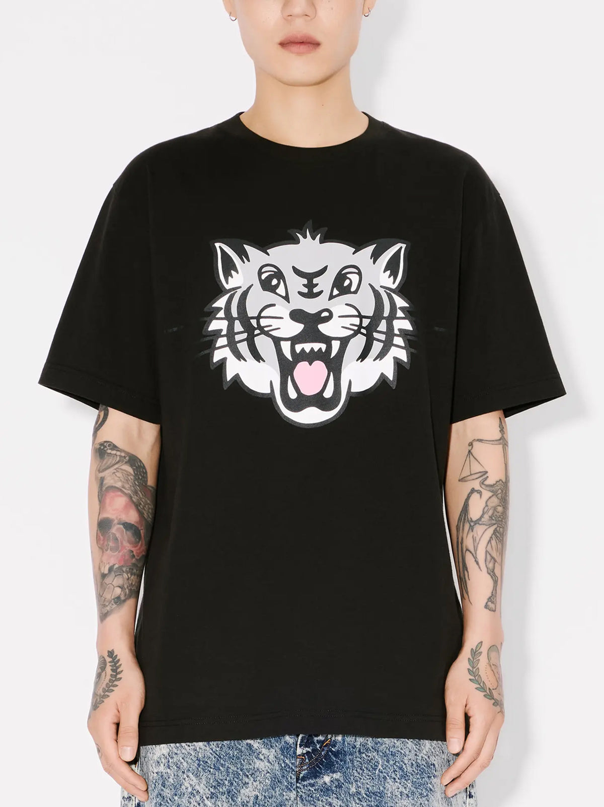 T-Shirt Kenzo Happy Tiger Di Cotone-3