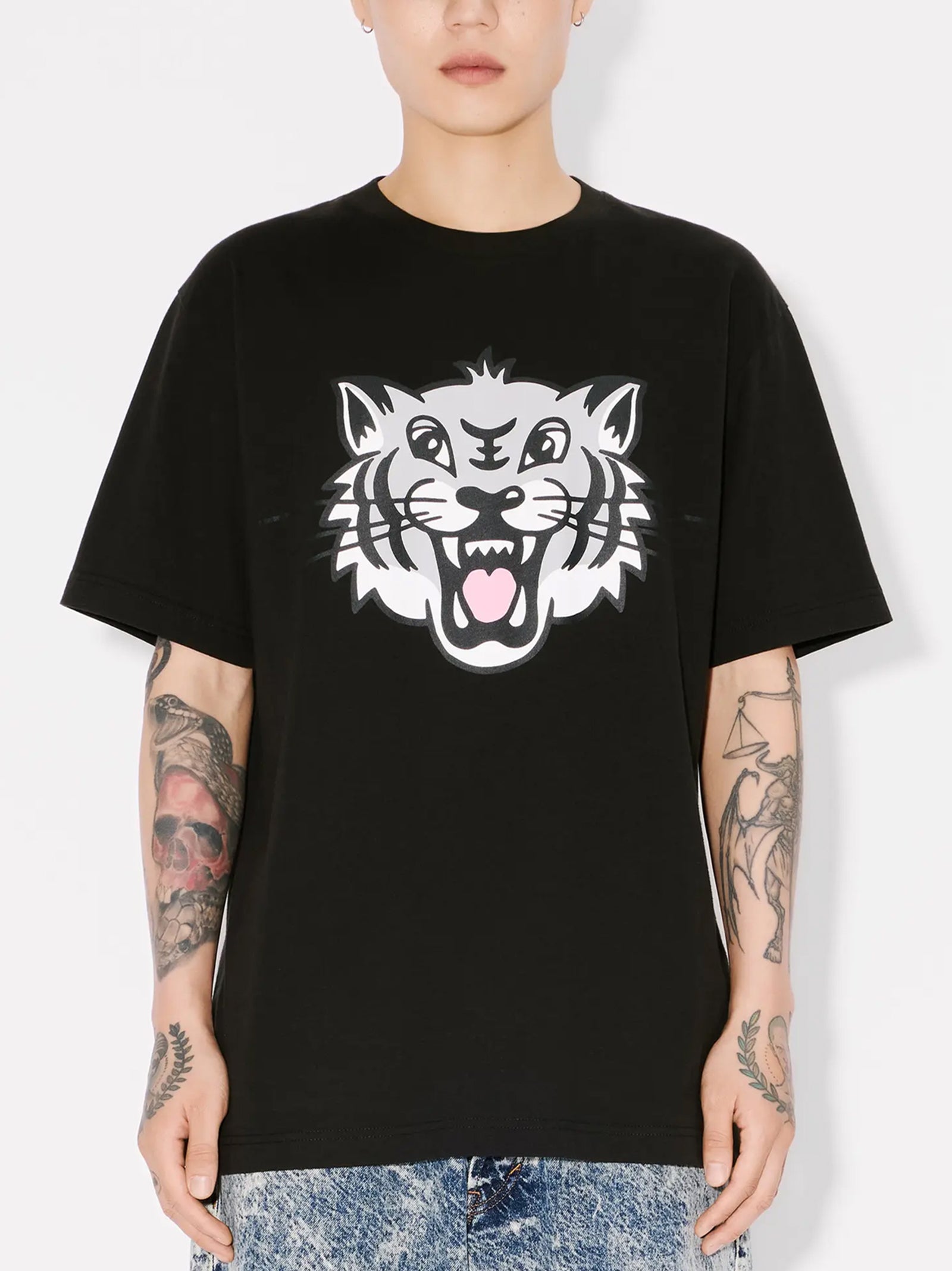 T-Shirt Kenzo Happy Tiger Di Cotone-3