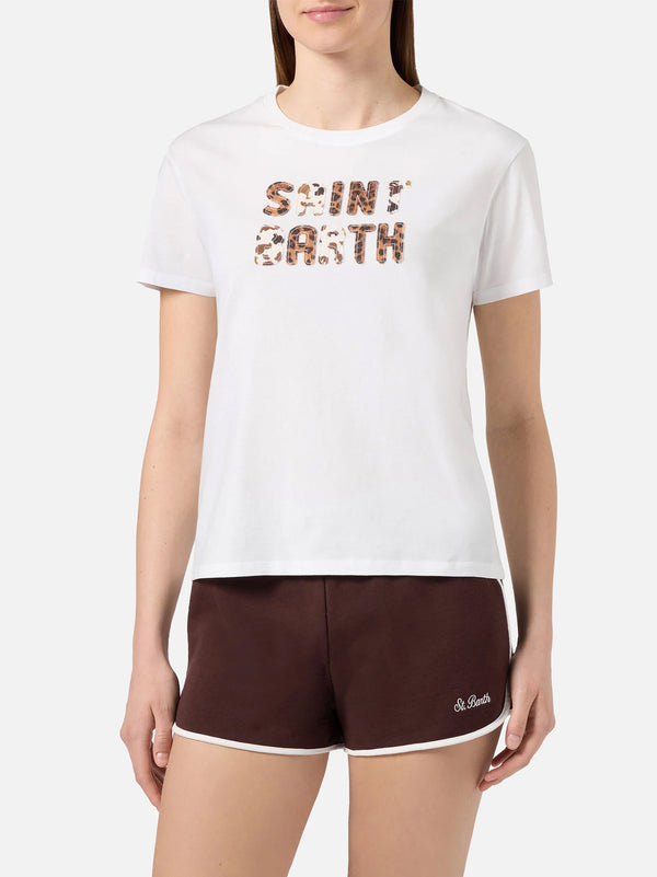 Saint Barth T-Shirt Animalier Patch Bianca-2