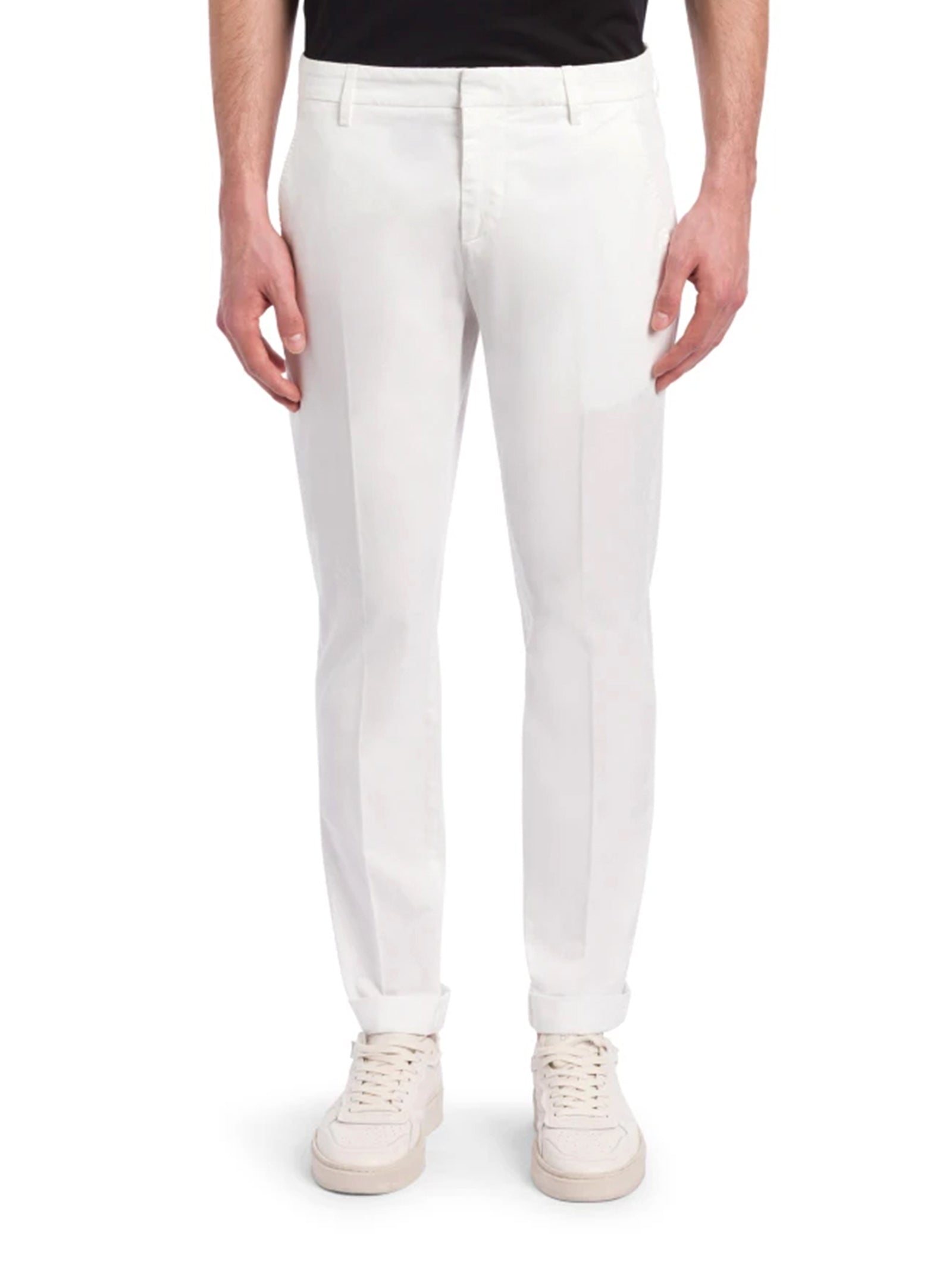 Dondup Pantaloni Gaubert Slim In Gabardina Leggera Bianco-2