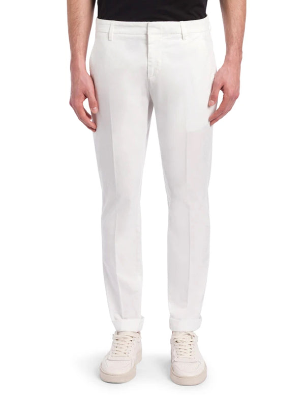 Dondup Pantaloni Gaubert Slim In Gabardina Leggera Bianco-2