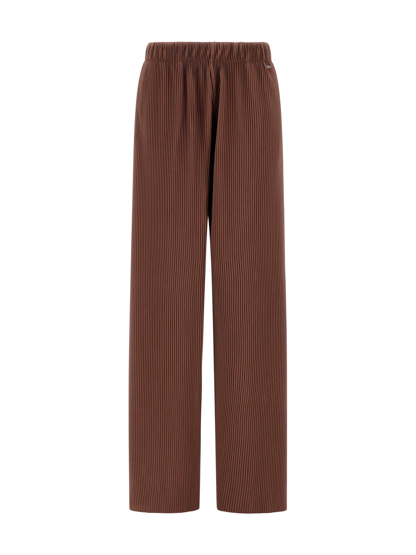 Herno Pantaloni Resort In Jersey Plissé Marrone-1