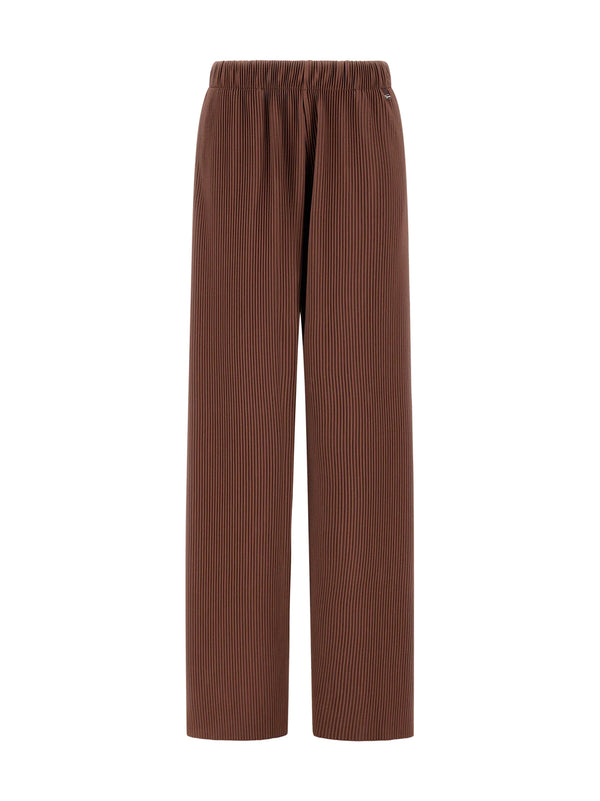 Herno Pantaloni Resort In Jersey Plissé Marrone