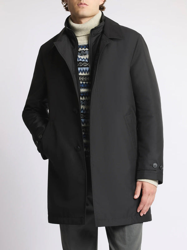 Fay Morning Coat In Popeline Tecnico Nero-2