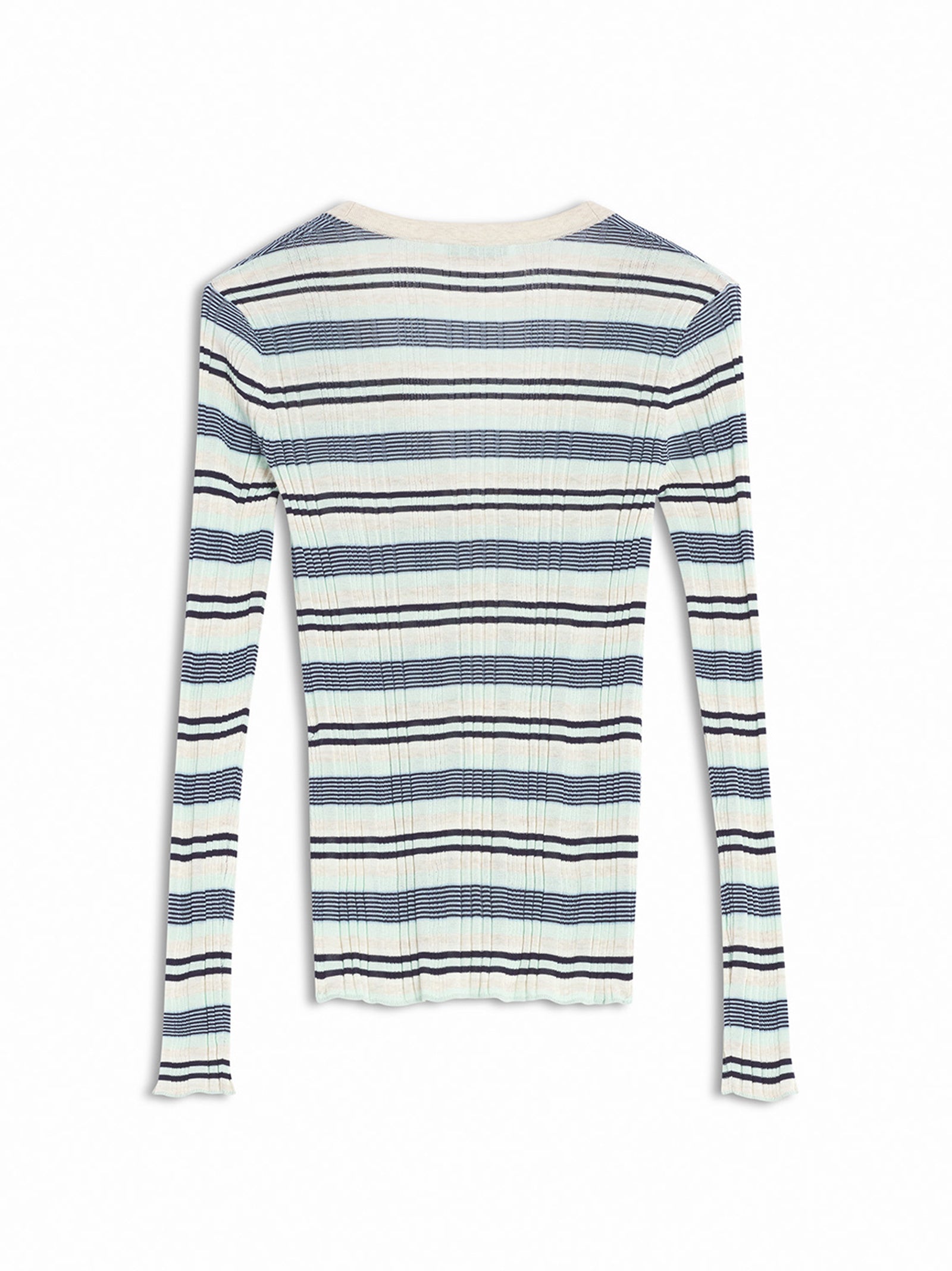 Fine Rib Striped Cardigan-2