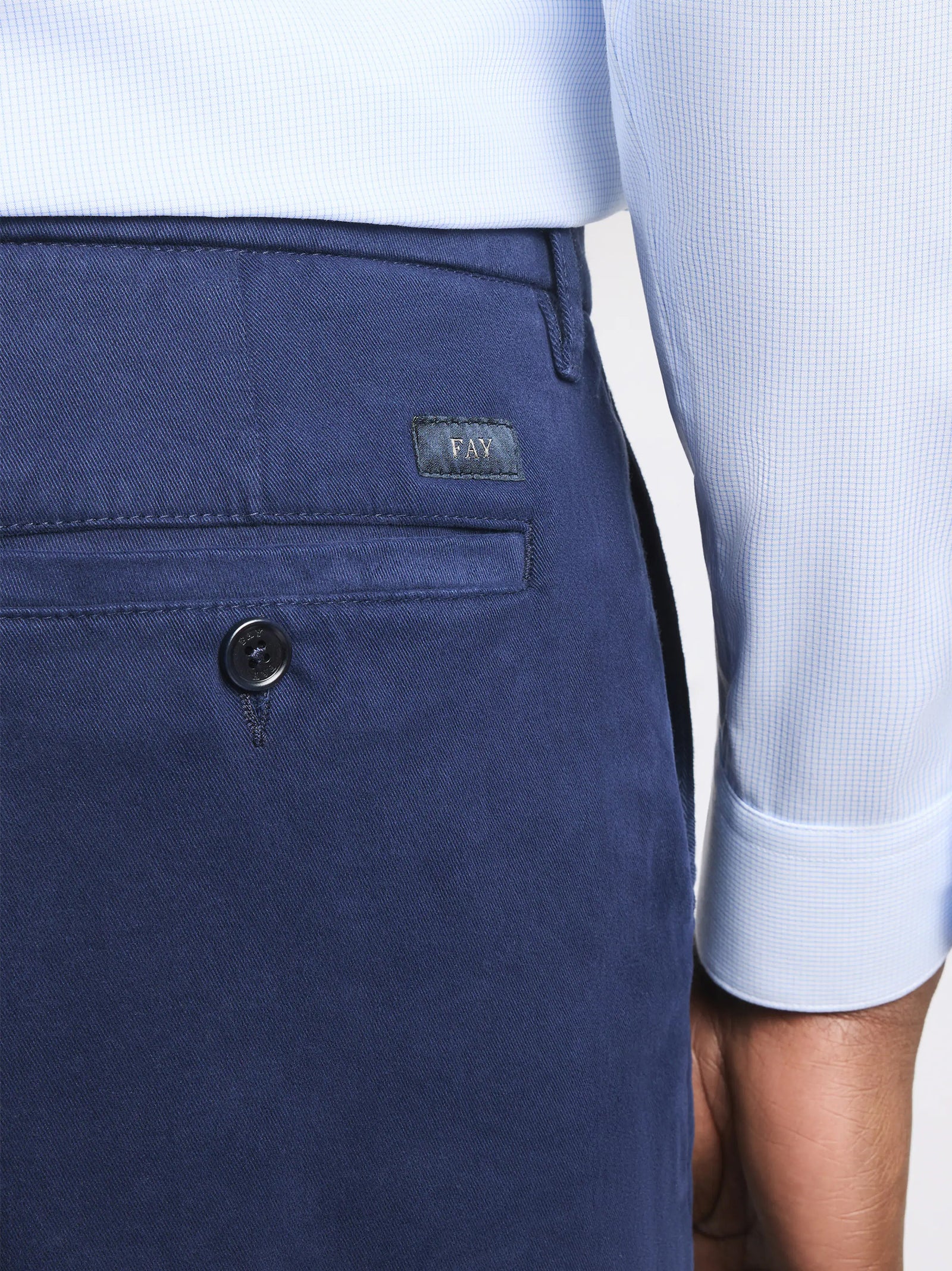 Fay Pantaloni Slim Fit In Gabardine Di Cotone Blu-4