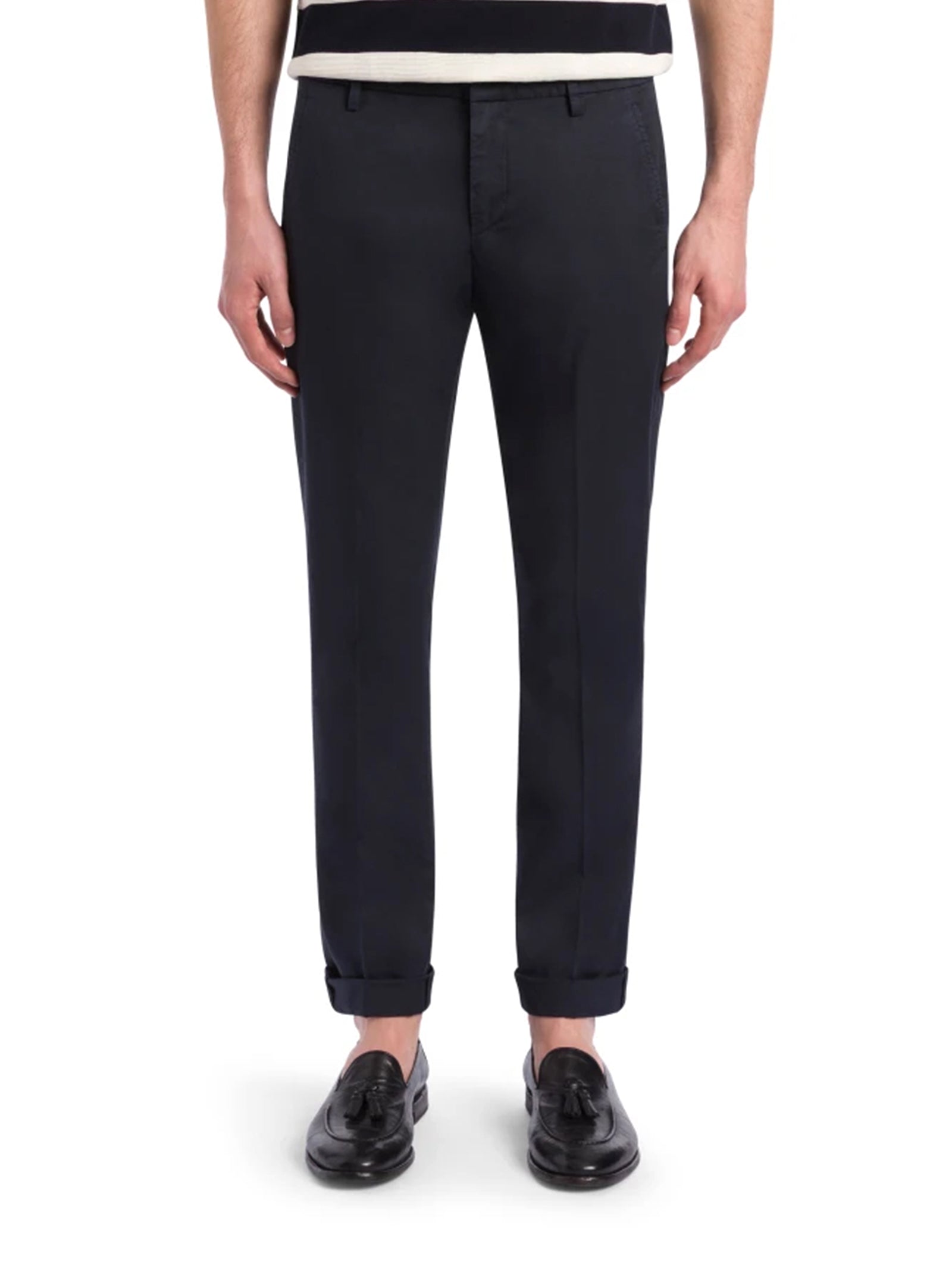 Dondup Pantaloni Gaubert Slim In Gabardina Leggera Blu-2