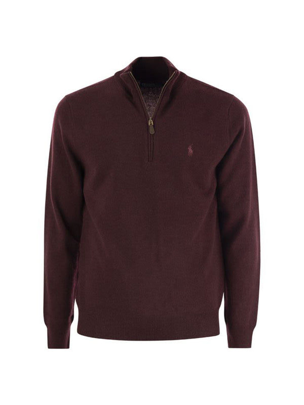 Polo Ralph Lauren Maglia Lana Mezza Zip Bordeaux