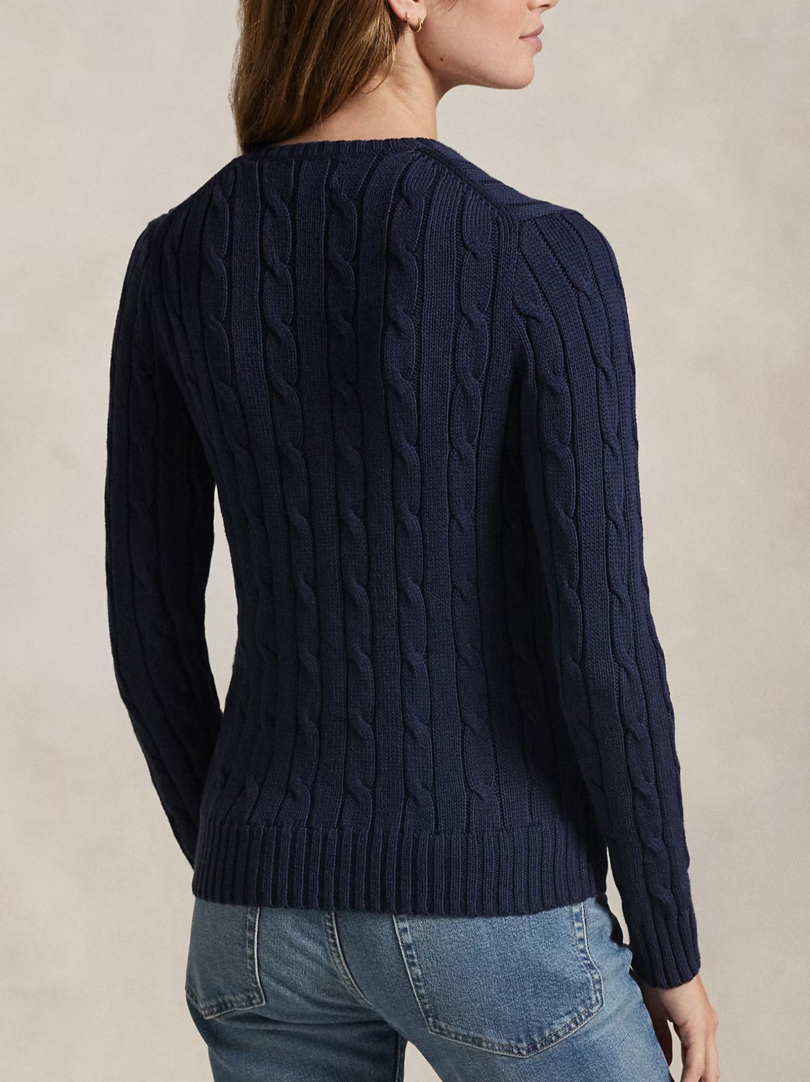 Maglia In Cotone A Trecce Con Scollo A V Blu-3