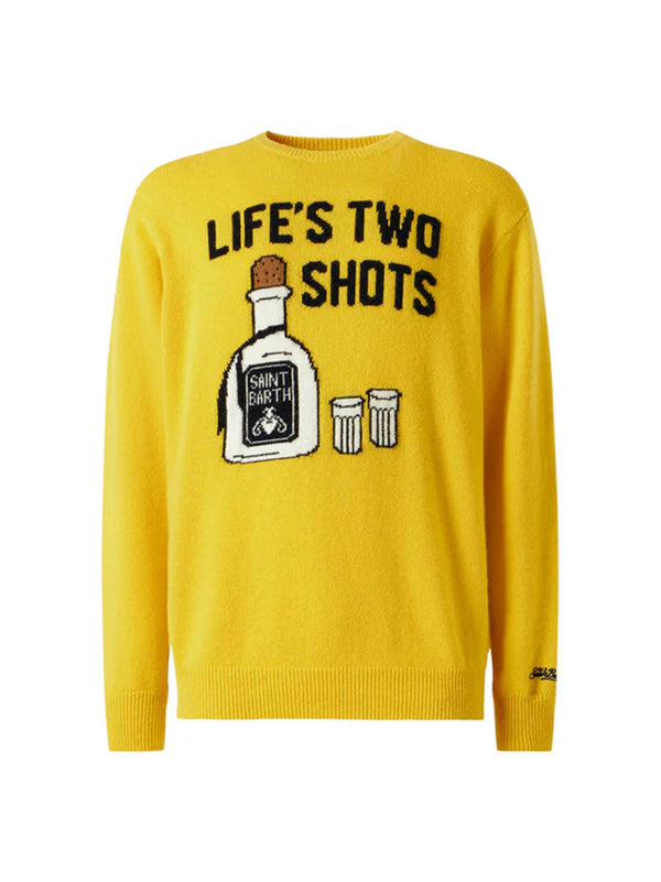 Maglia Da Uomo Gialla Con Scritta Life's Two Shots