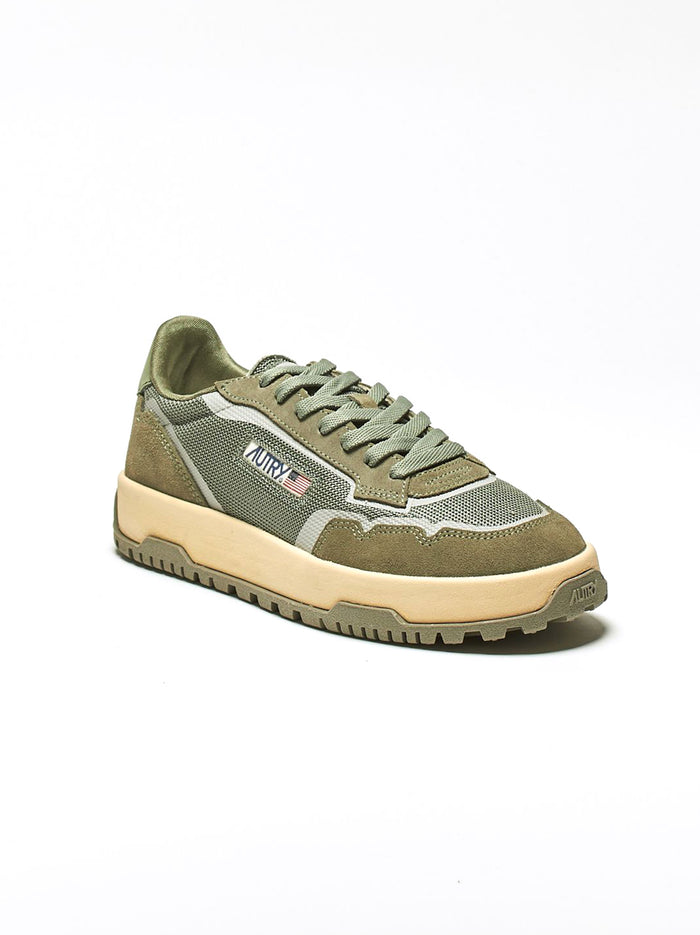 Sneakers Wildpace Low In Mesh E Suede Verde Militare-2