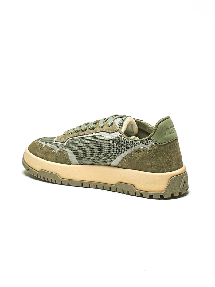 Sneakers Wildpace Low In Mesh E Suede Verde Militare-3