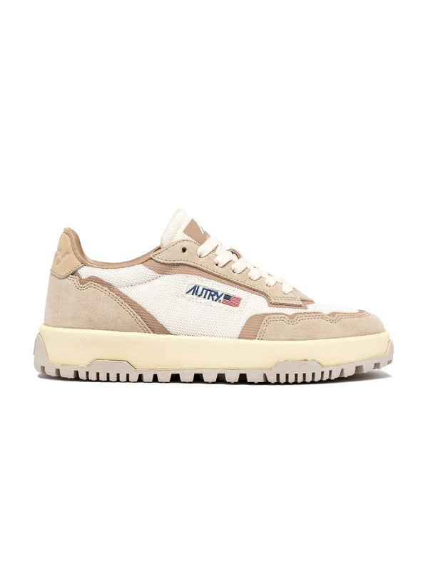 Sneakers Wildpace Low In Mesh Bianco E Suede Beige