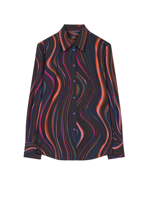 Camicia In Georgette Di Raso Midnight Swirl