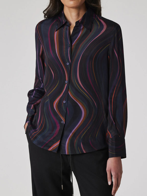 Camicia In Georgette Di Raso Midnight Swirl-2