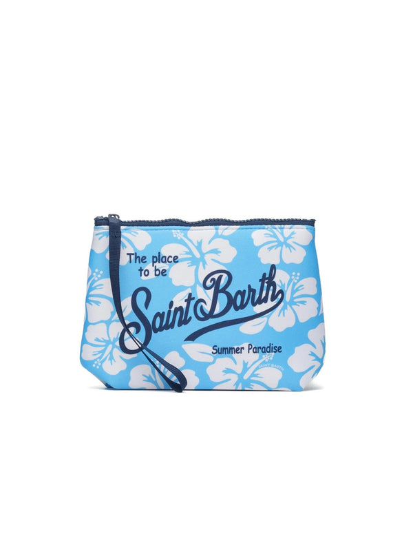 Saint Barth Pochette Aline Fiori Azzurra