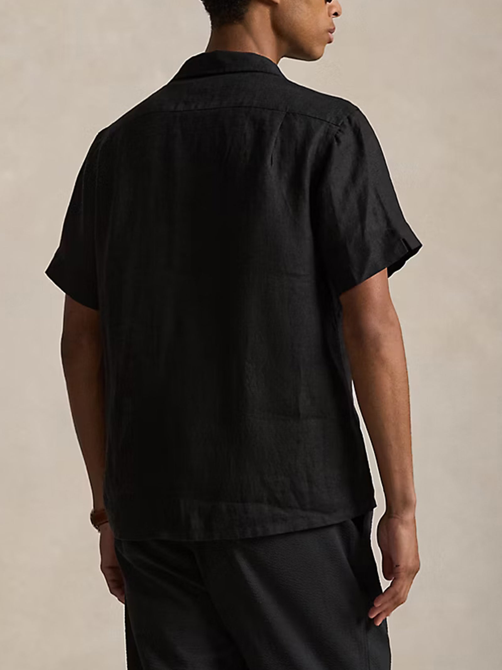 Polo Ralph Lauren Camicia Maniche Corte Lino Nera-3