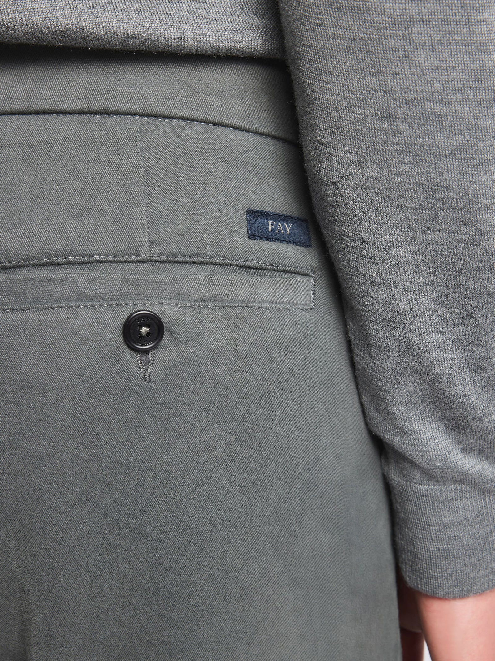 Fay Pantaloni Slim Fit In Gabardine Di Cotone Grigio-4
