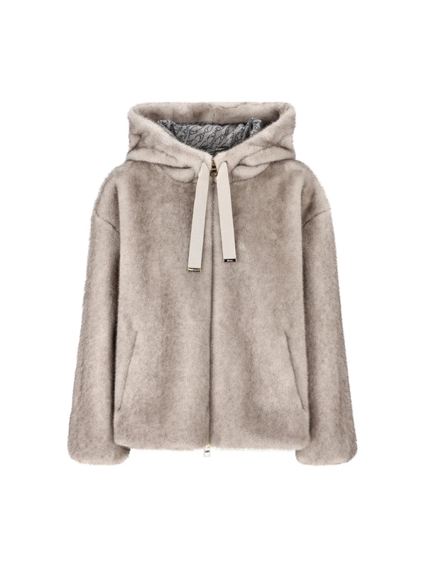 Herno Bomber In Melange Alternative Mink Fur