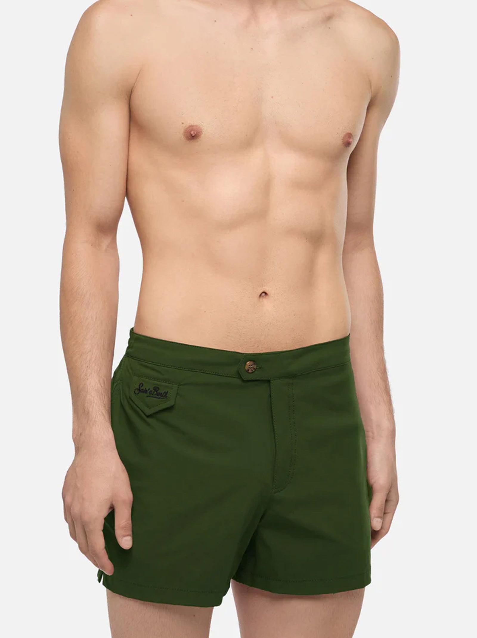 Saint Barth Boxer Mare Slim Verde Militare-3