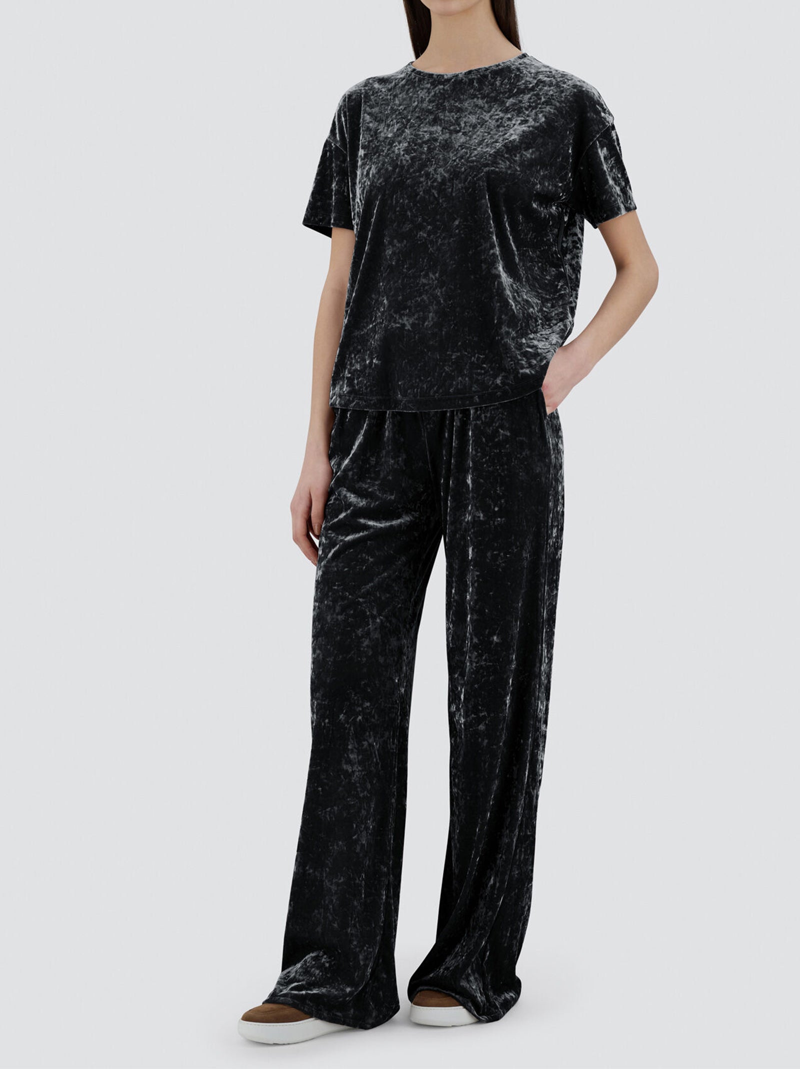 Pantaloni In Marbled Velvet-3