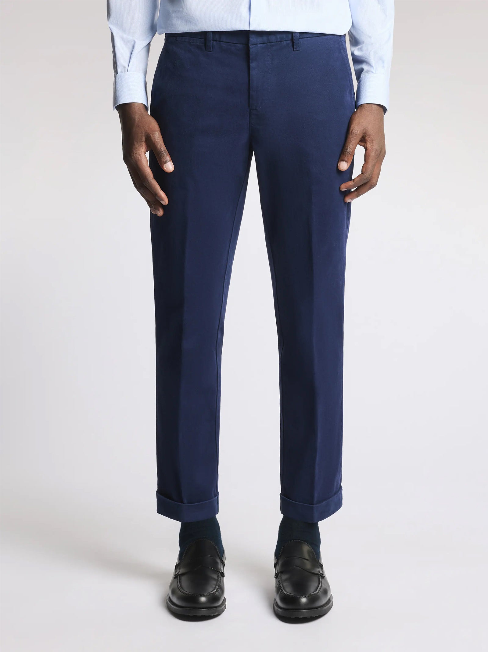 Fay Pantaloni Slim Fit In Gabardine Di Cotone Blu-2