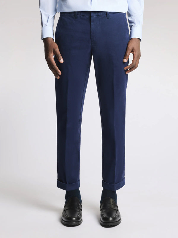 Fay Pantaloni Slim Fit In Gabardine Di Cotone Blu-2