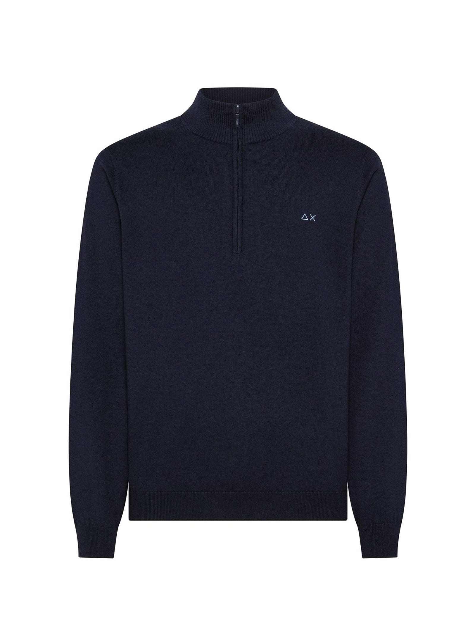Sun68 Maglia In Cotone E Lana Con Zip Navy Blue-1