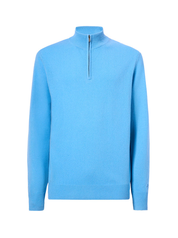 Saint Barth Pullover A Mezza Zip Jermyn In Lambswool Azzurro