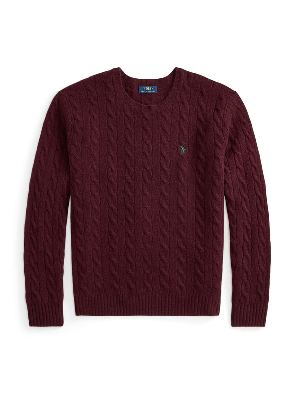 Polo Ralph Lauren Maglia Trecce Lana Cashmere  Bordeaux
