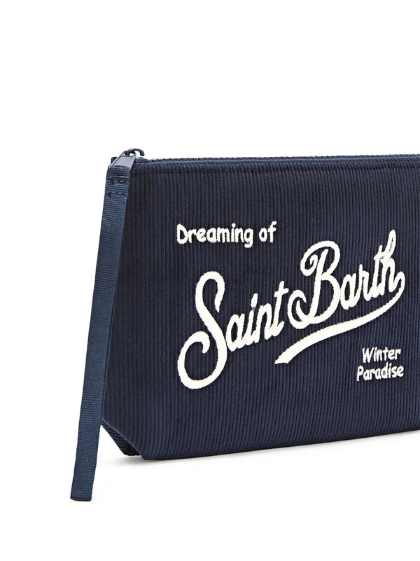 Saint Barth Pochette Aline Corduroy Blu-2