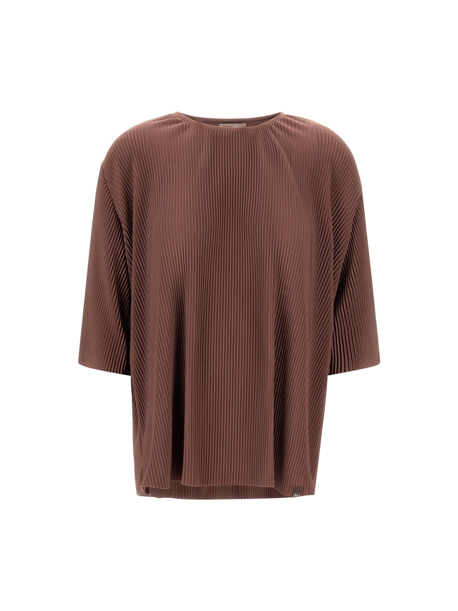 Herno T-Shirt Resort In Jersey Plissé Marrone-1