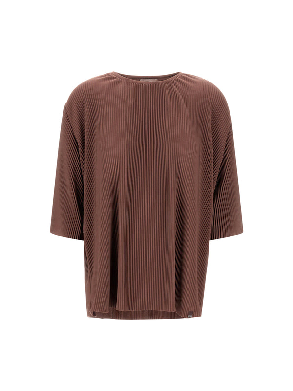 Herno T-Shirt Resort In Jersey Plissé Marrone