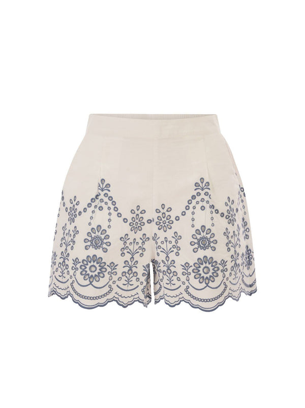 Saint Barth Shorts Sangallo Flower Bianco