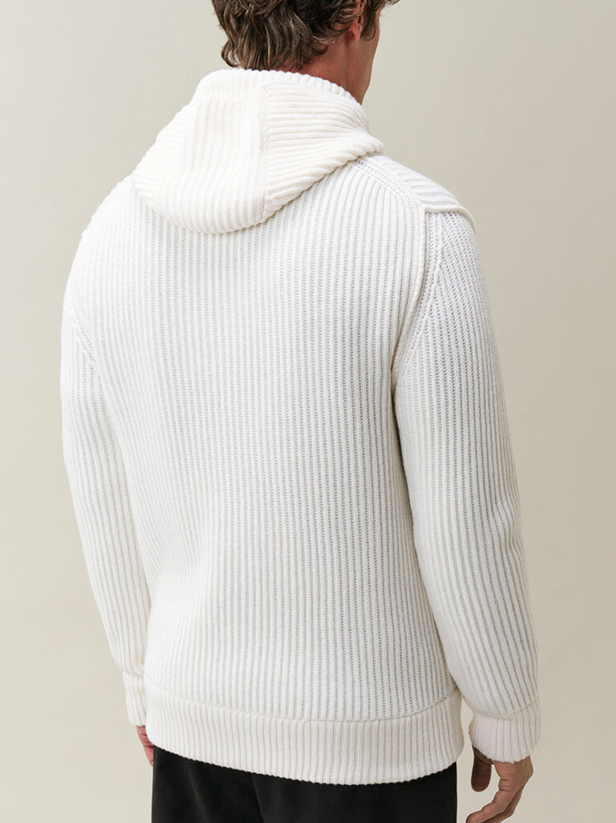 Cp Company Maglione Con Cappuccio In Lana D Agnello Con Zip E Lente Gauze White-3