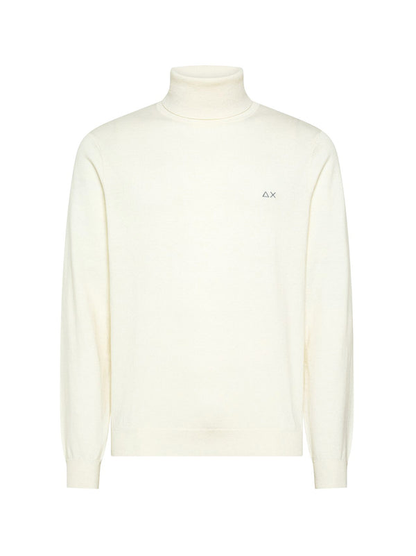 Sun68 Maglia Dolcevita In Cotone E Lana Bianco Panna