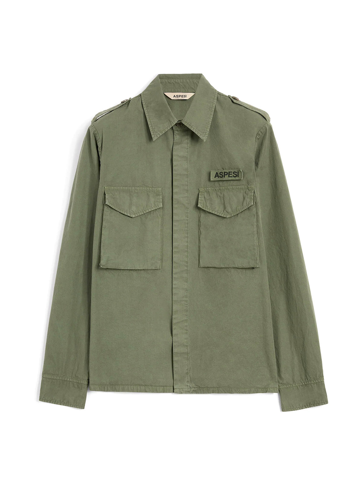 Aspesi Camicia militare in cotone verde-1
