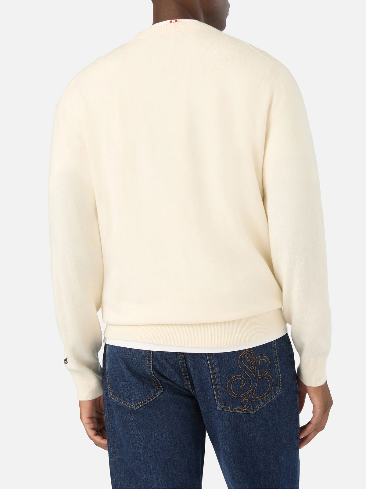 Saint Barth Maglia Girocollo Grigia  Con Ricamo I Am A New Man-3