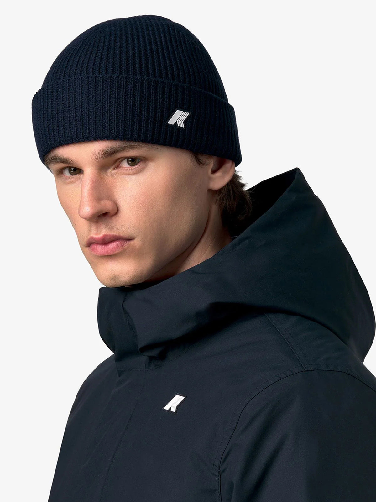 K-Way Berretto Brice Cardigan Stitch Wool Blue Depth-3