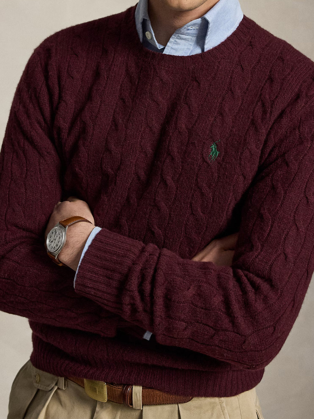 Polo Ralph Lauren Maglia Trecce Lana Cashmere  Bordeaux-4